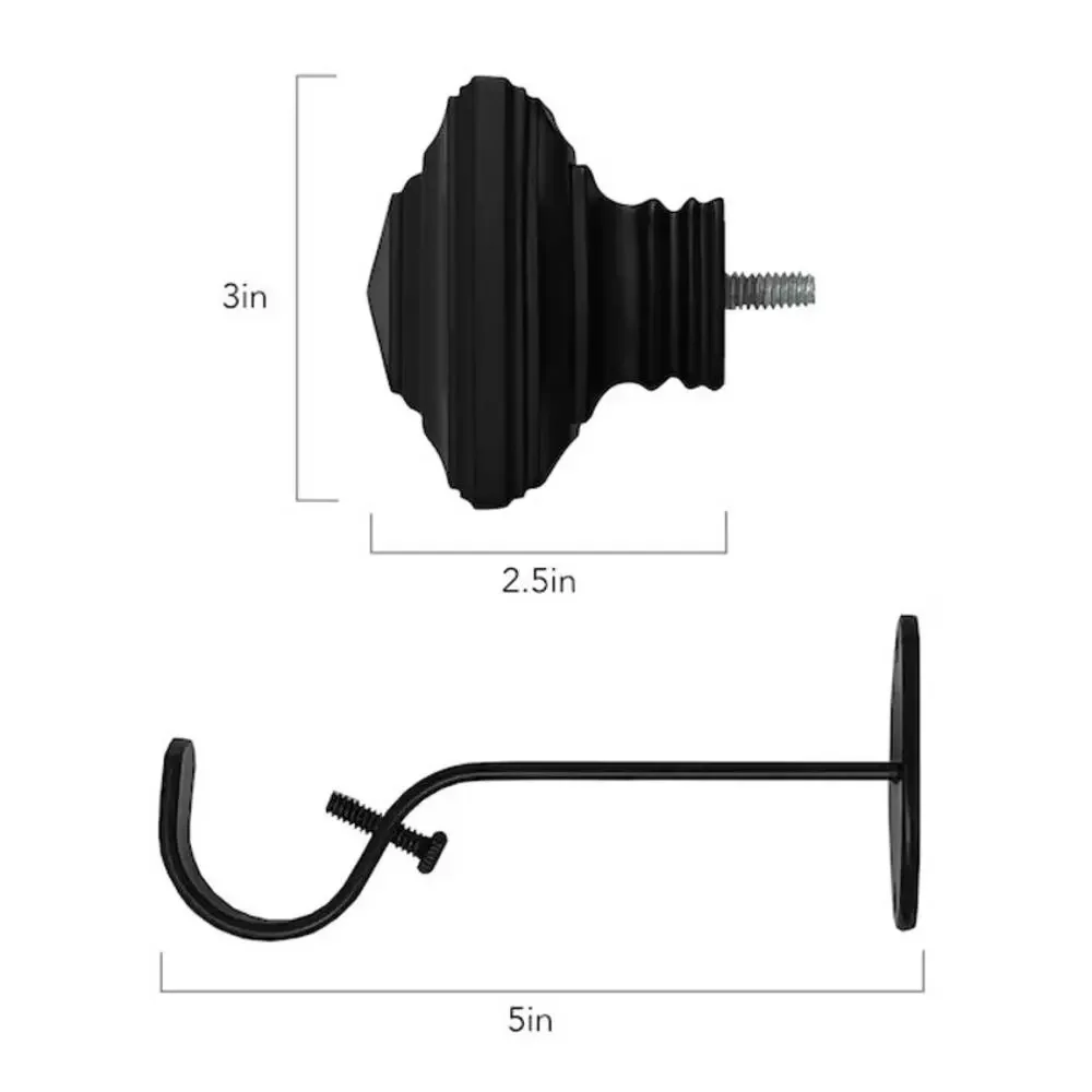 Elrene Florence Antique Black Iron Curtain Rod with Finials 28 to 48 in